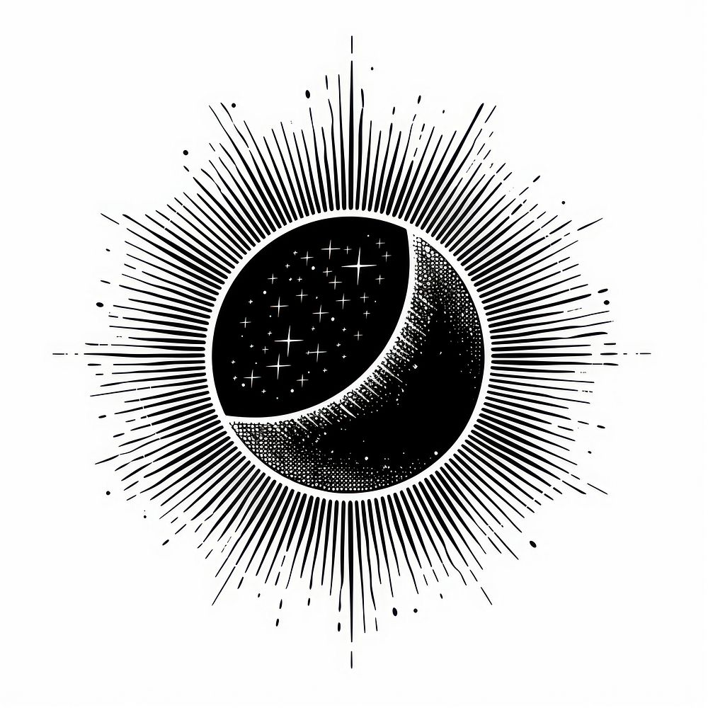 Surreal aesthetic eclipse logo art illustrated astronomy.