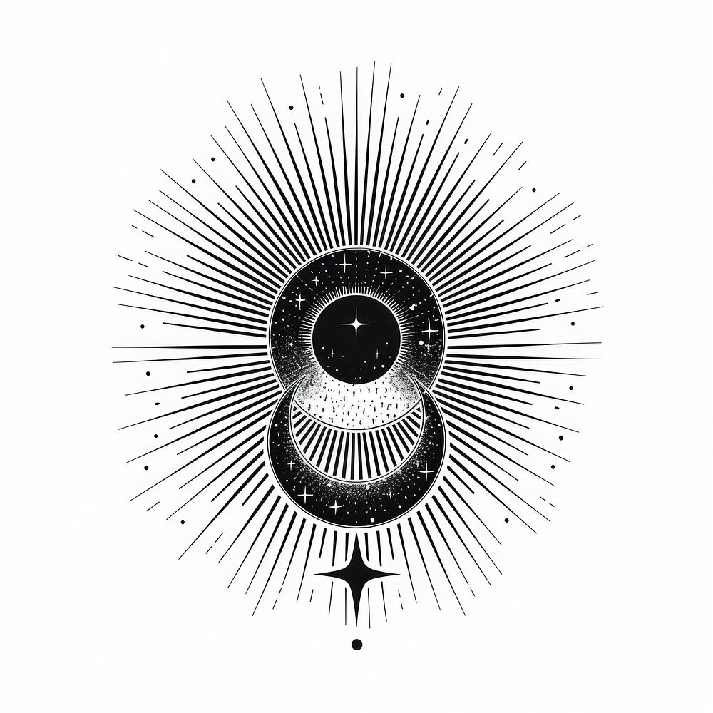 Surreal aesthetic eclipse logo art illustrated chandelier.