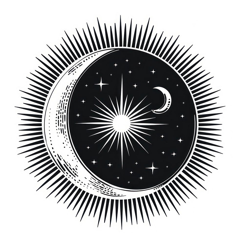 Surreal aesthetic eclipse logo art illustrated drawing.