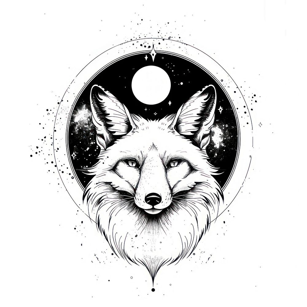 Surreal aesthetic fox logo art illustrated wildlife.