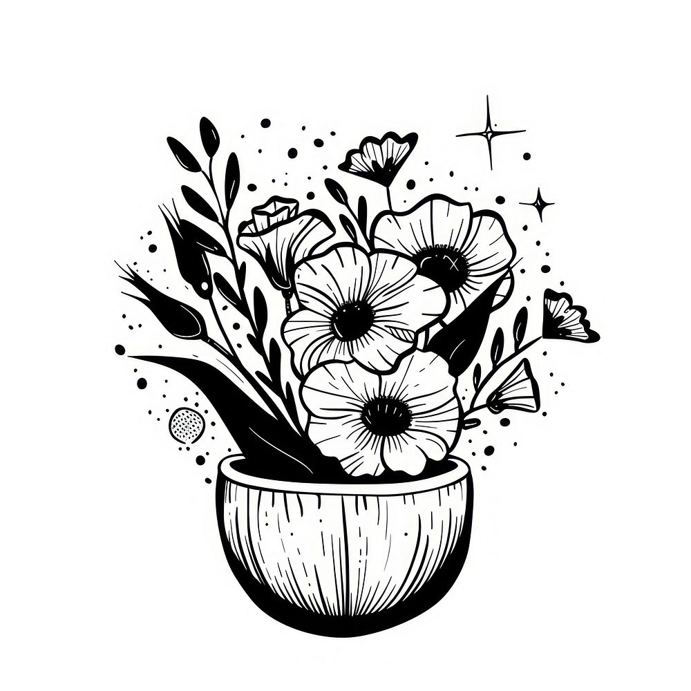 Surreal aesthetic flower bouquet logo art illustrated asteraceae.