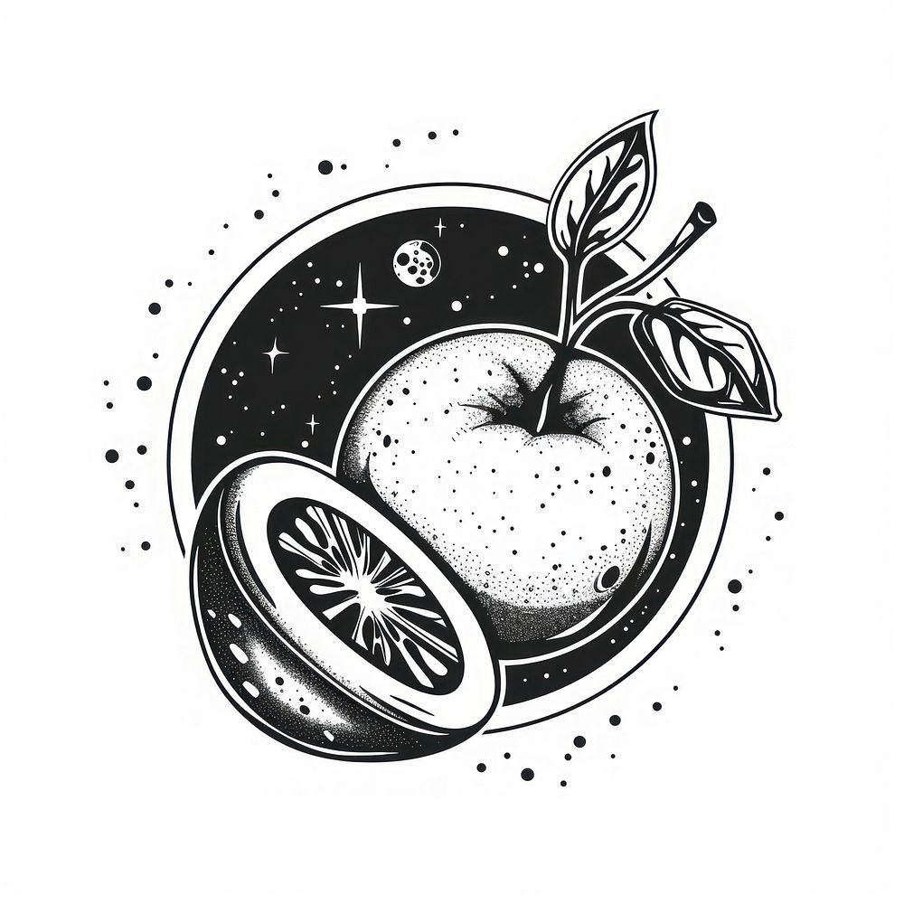 Surreal aesthetic fruit logo art illustrated produce.