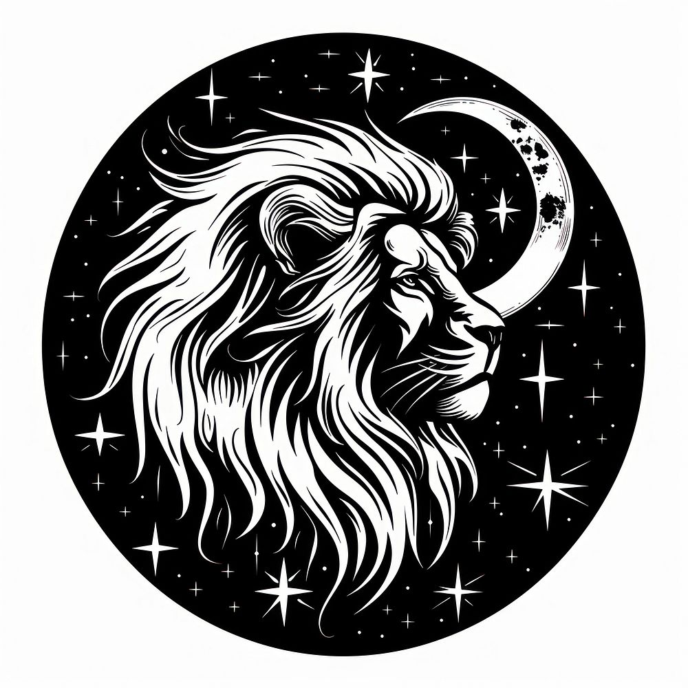 Surreal aesthetic lion logo animal mammal disk.