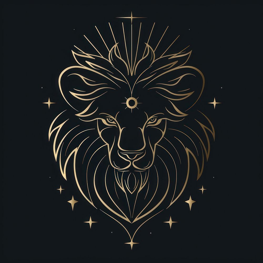 Surreal aesthetic lion logo art wildlife person.