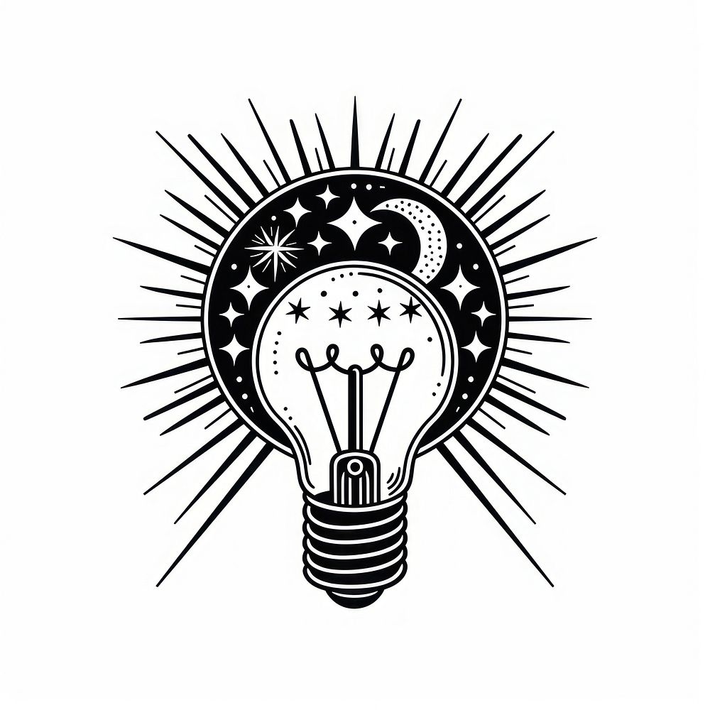 Surreal aesthetic light bulb logo art illustrated lightbulb.
