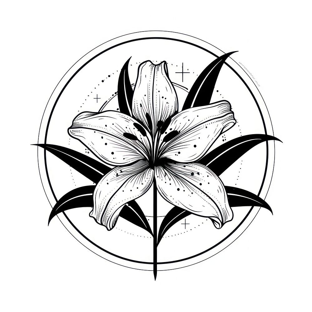 Surreal aesthetic lily logo chandelier blossom flower.
