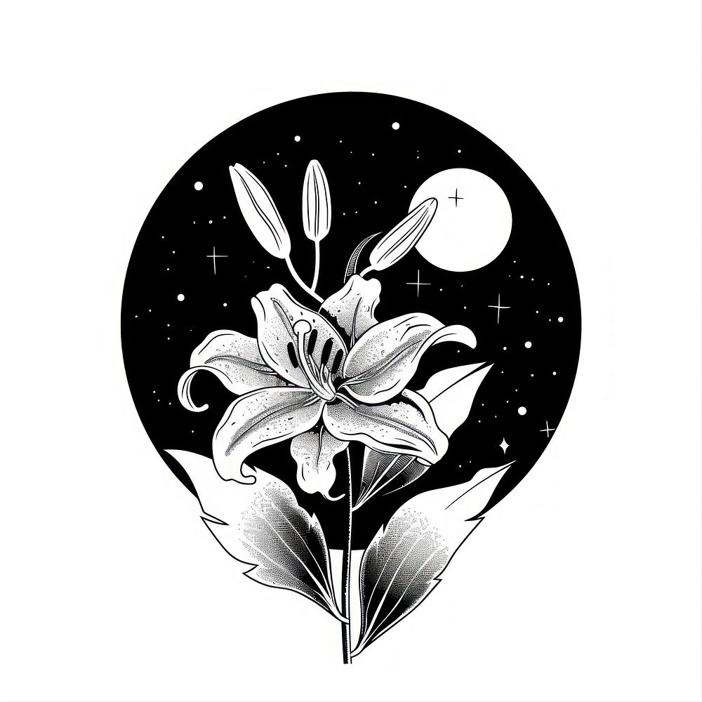 Surreal aesthetic lily logo art astronomy outdoors.