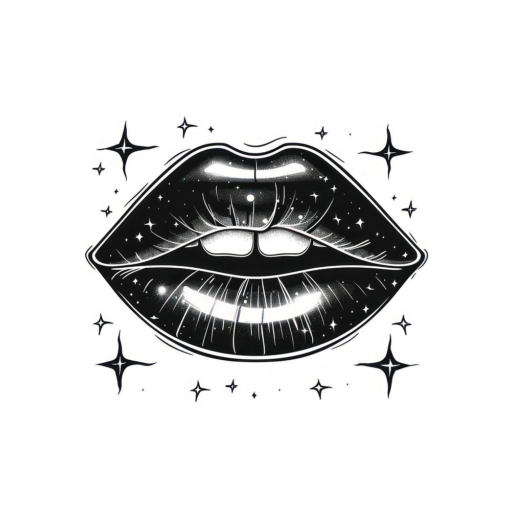 Surreal aesthetic lipstick logo art illustrated drawing.