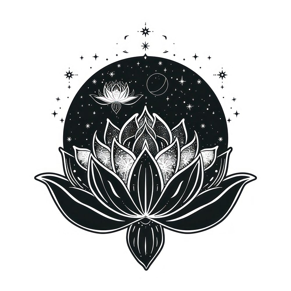 Surreal aesthetic lotus logo art illustrated chandelier.