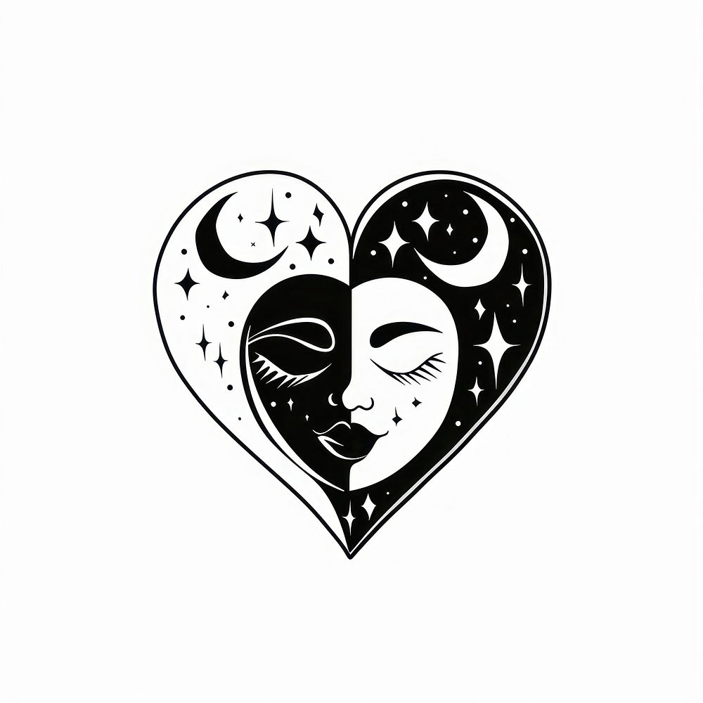 Surreal aesthetic love logo stencil person heart.
