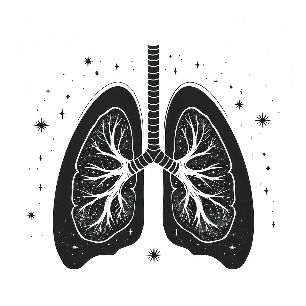 Surreal aesthetic lungs logo art illustrated drawing.