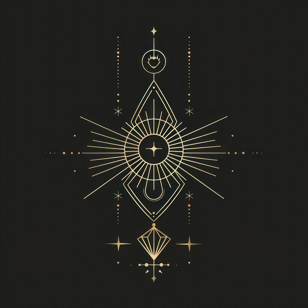 Surreal aesthetic magician logo chandelier symbol cross.