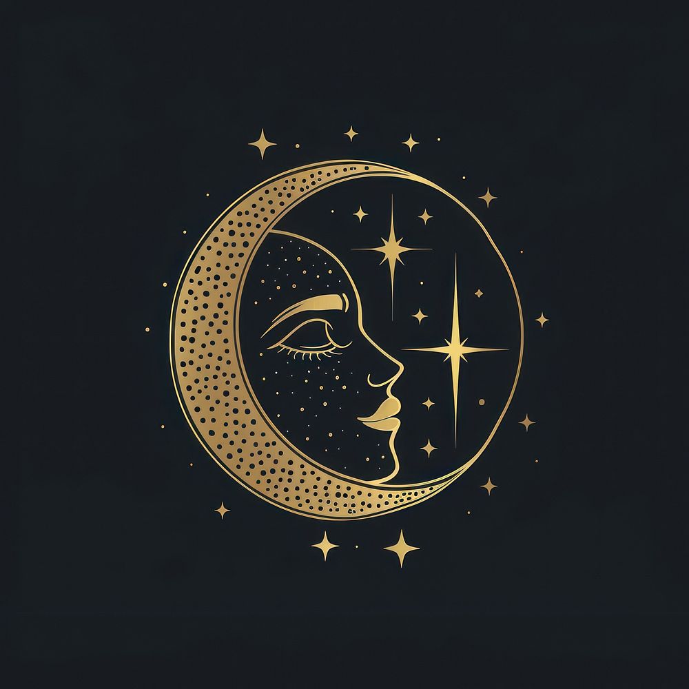 Surreal aesthetic moon logo blackboard symbol.
