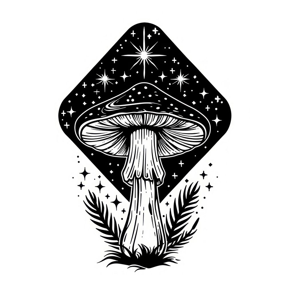 Surreal aesthetic mushroom logo art illustrated drawing.