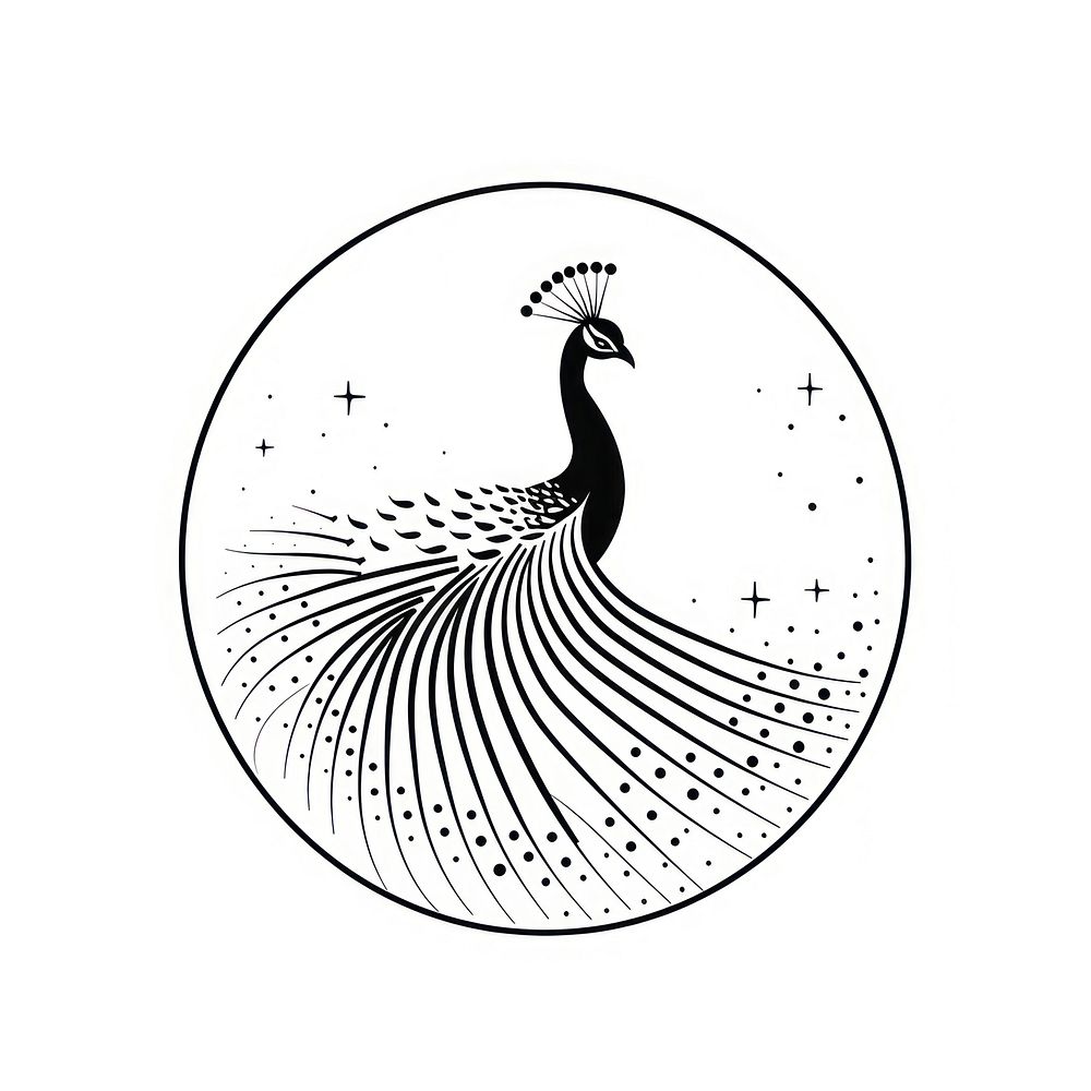 Surreal aesthetic peacock logo art animal bird.