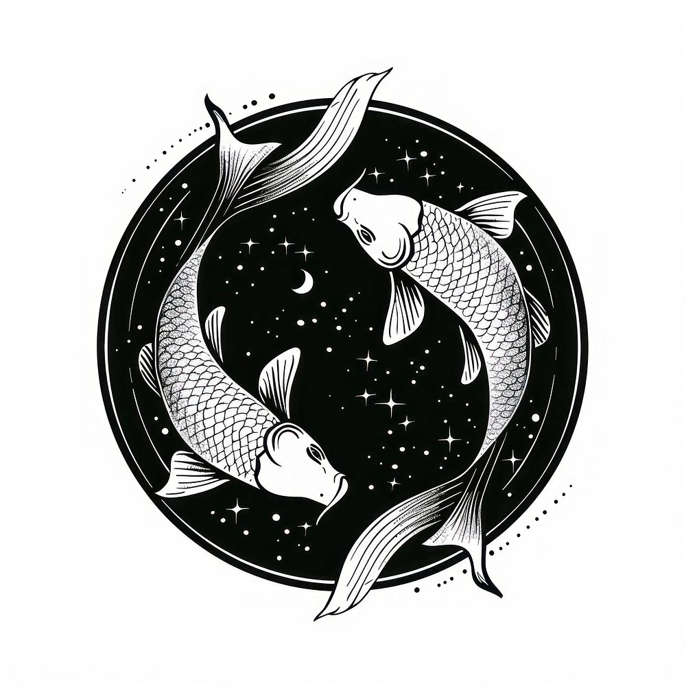 Surreal aesthetic pisces logo art animal shark.
