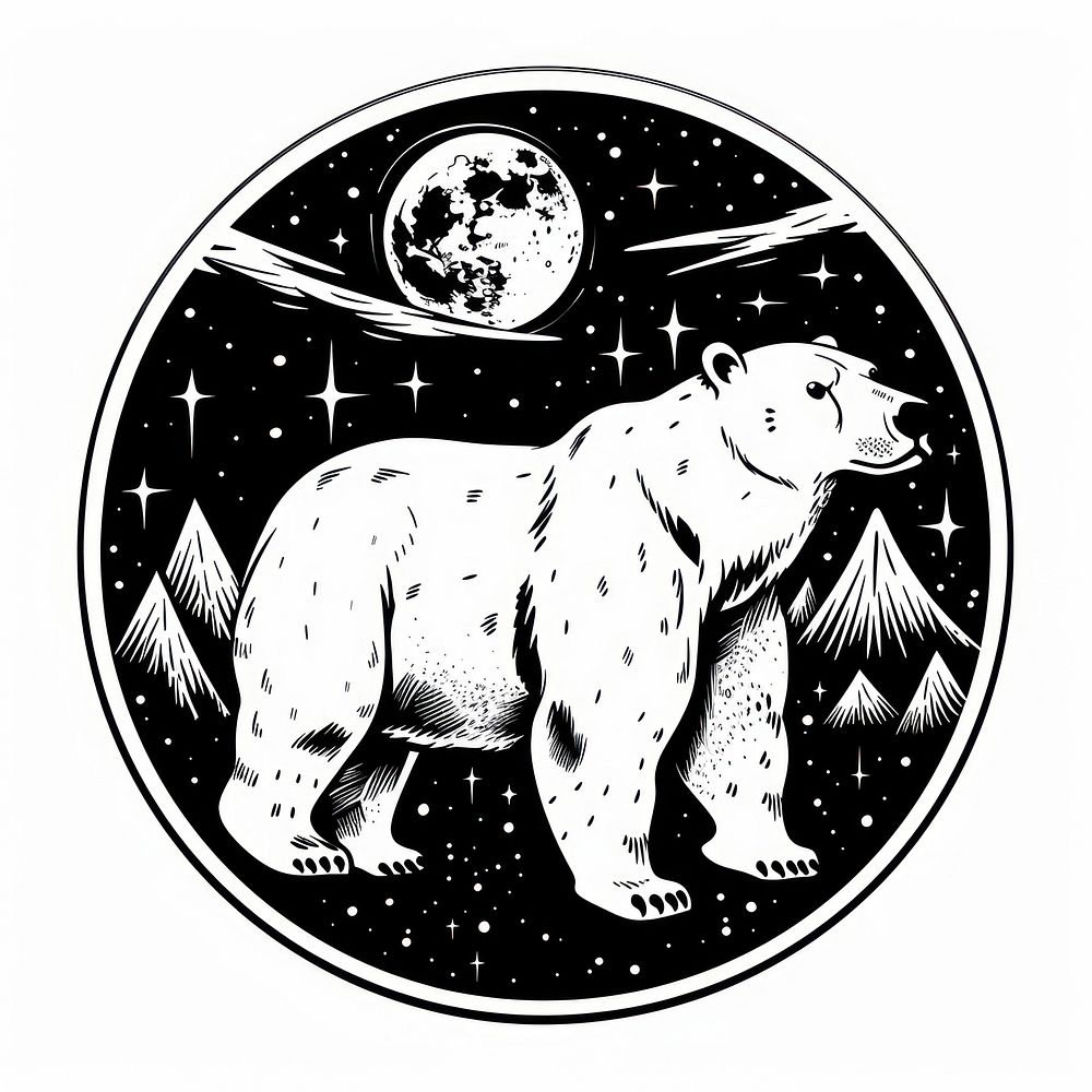 Surreal aesthetic polar bear logo art wildlife animal.