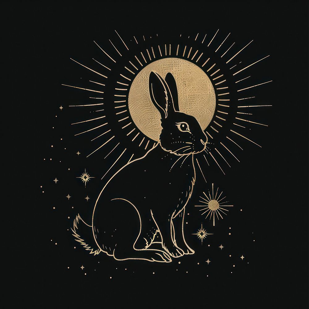 Surreal aesthetic rabbit logo blackboard kangaroo wildlife.