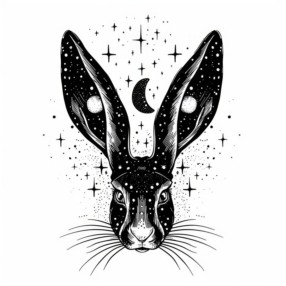 Surreal aesthetic rabbit logo art illustrated wildlife.