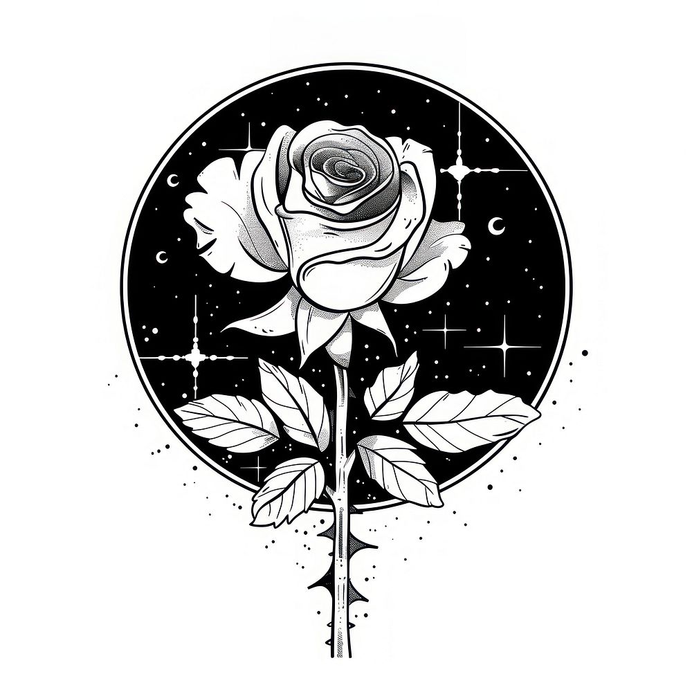 Surreal aesthetic rose logo art illustrated chandelier.