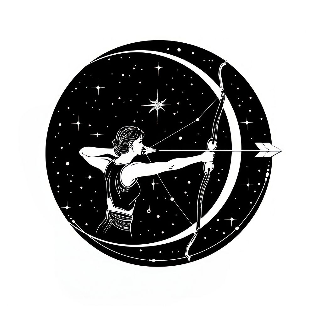 Surreal aesthetic sagittarius logo weaponry archery sports.