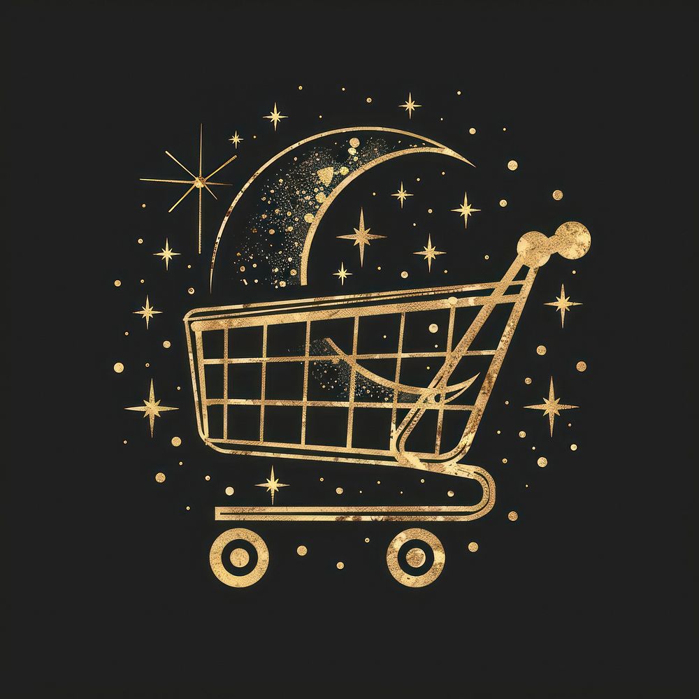 Surreal aesthetic shopping cart logo symbol cross.