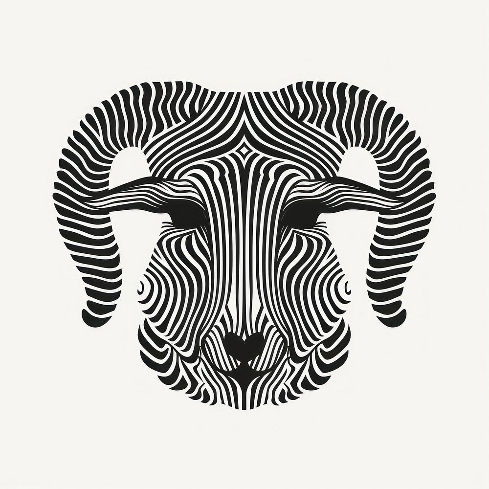 Surreal aesthetic sheep logo wildlife stencil animal.