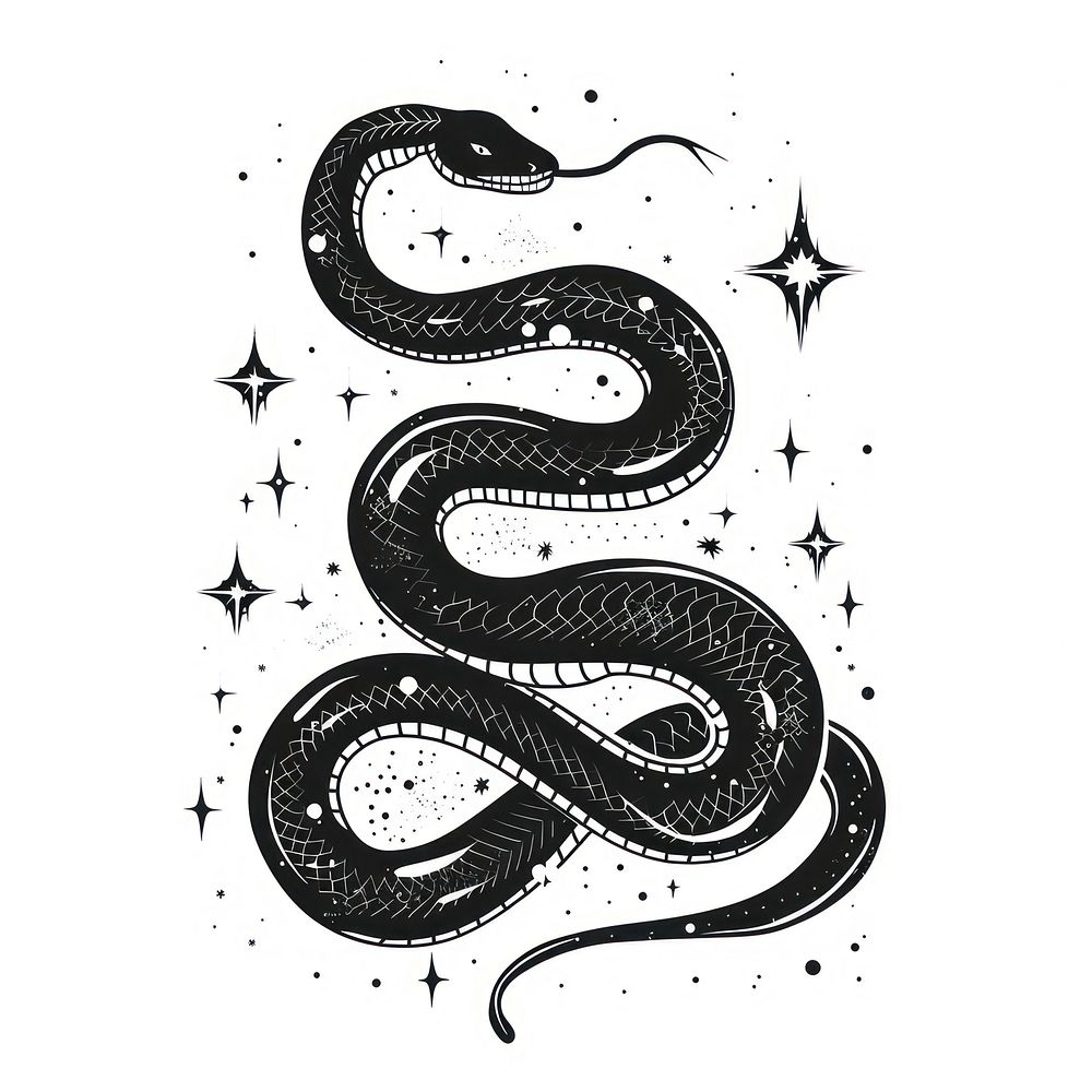 Surreal aesthetic snake logo reptile stencil animal.