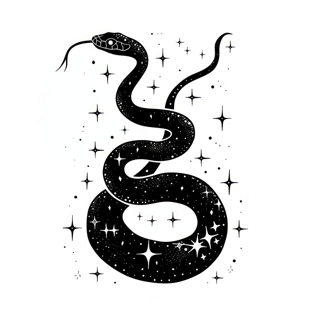 Surreal aesthetic snake logo stencil reptile animal.