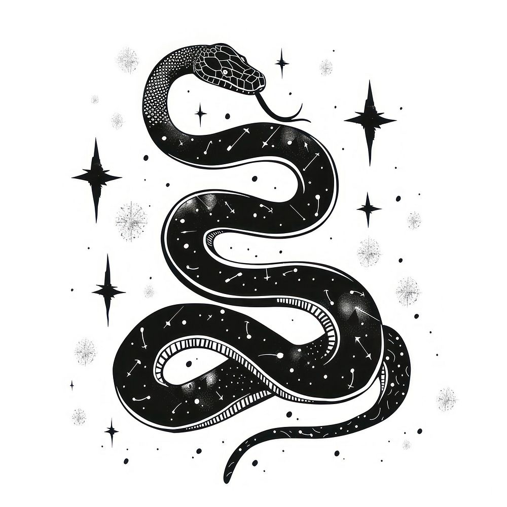 Surreal aesthetic snake logo reptile animal symbol.