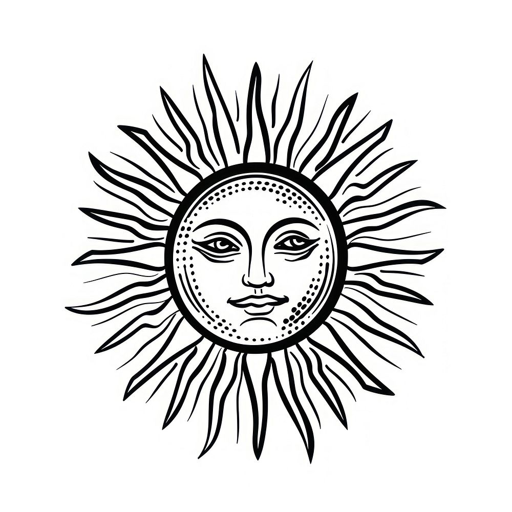 Surreal aesthetic sun logo art illustrated drawing.