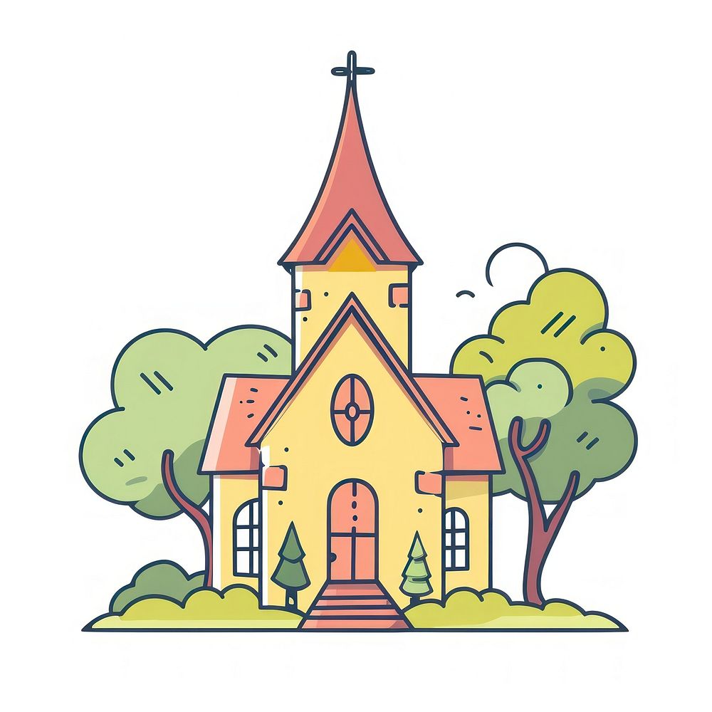 A drawing of a church architecture  building.