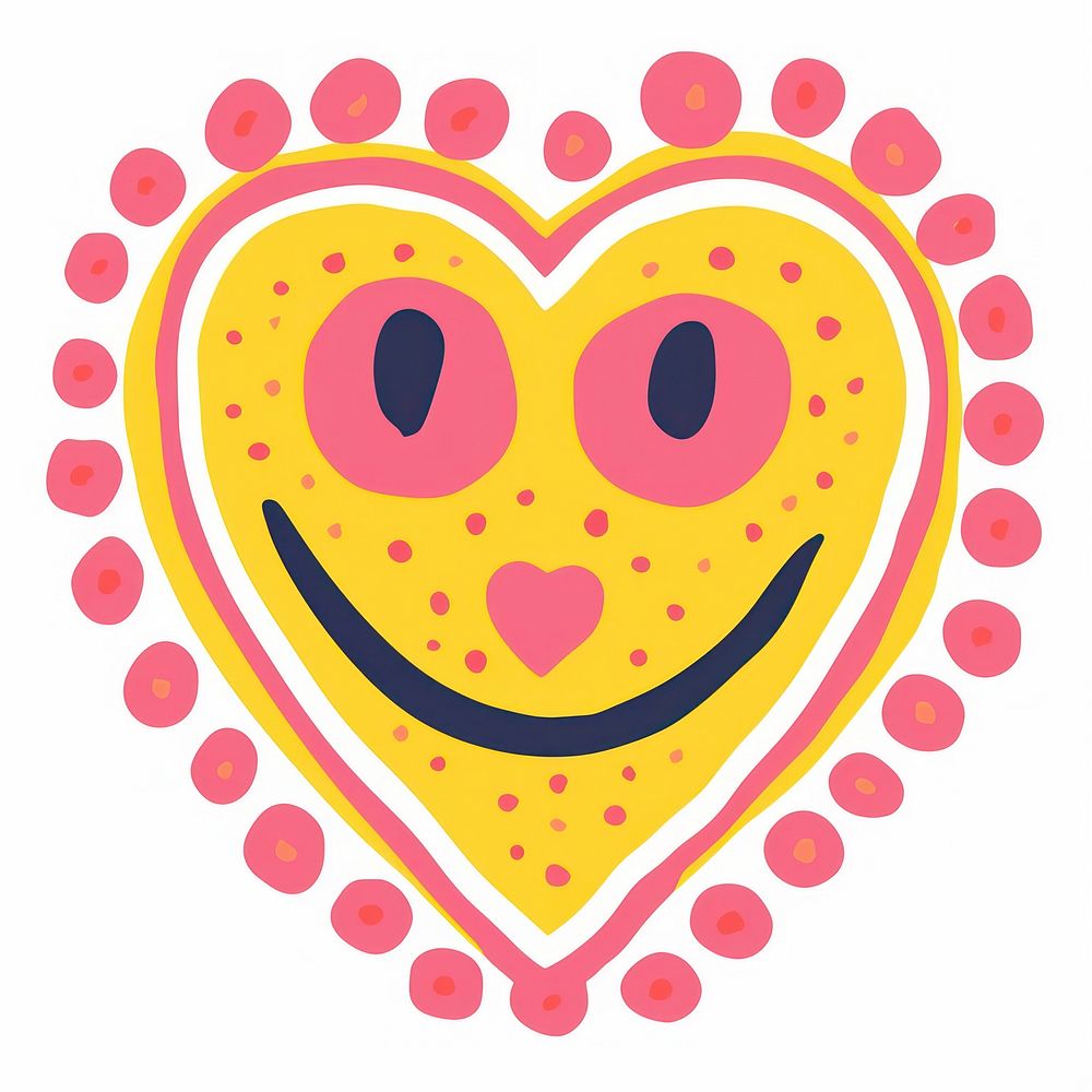 A vector graphic of heart smiley applique pattern.