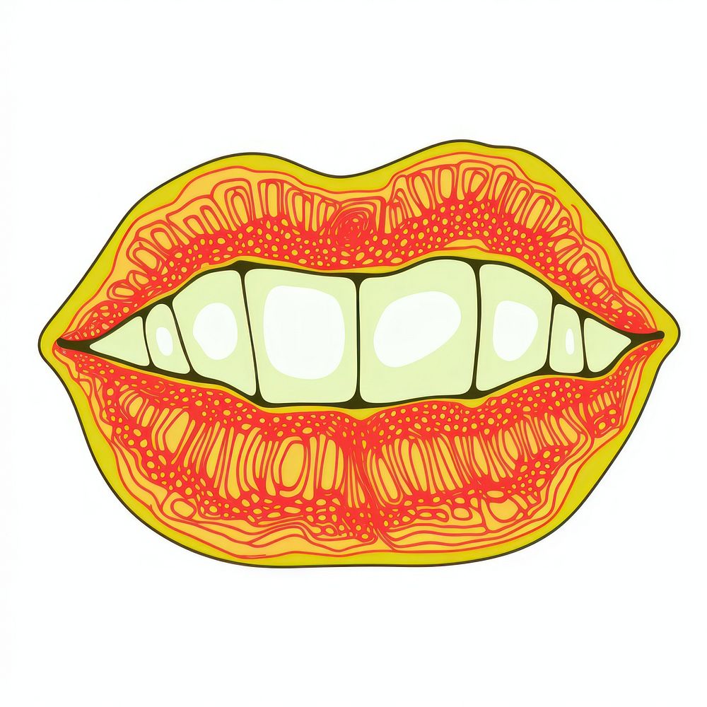 A vector graphic of lip and tongue cosmetics lipstick ketchup.