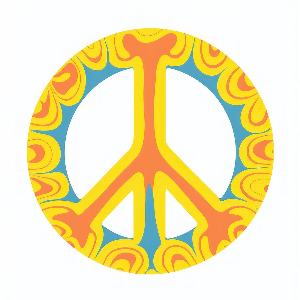 A vector graphic of peace symbol sticker emblem logo.