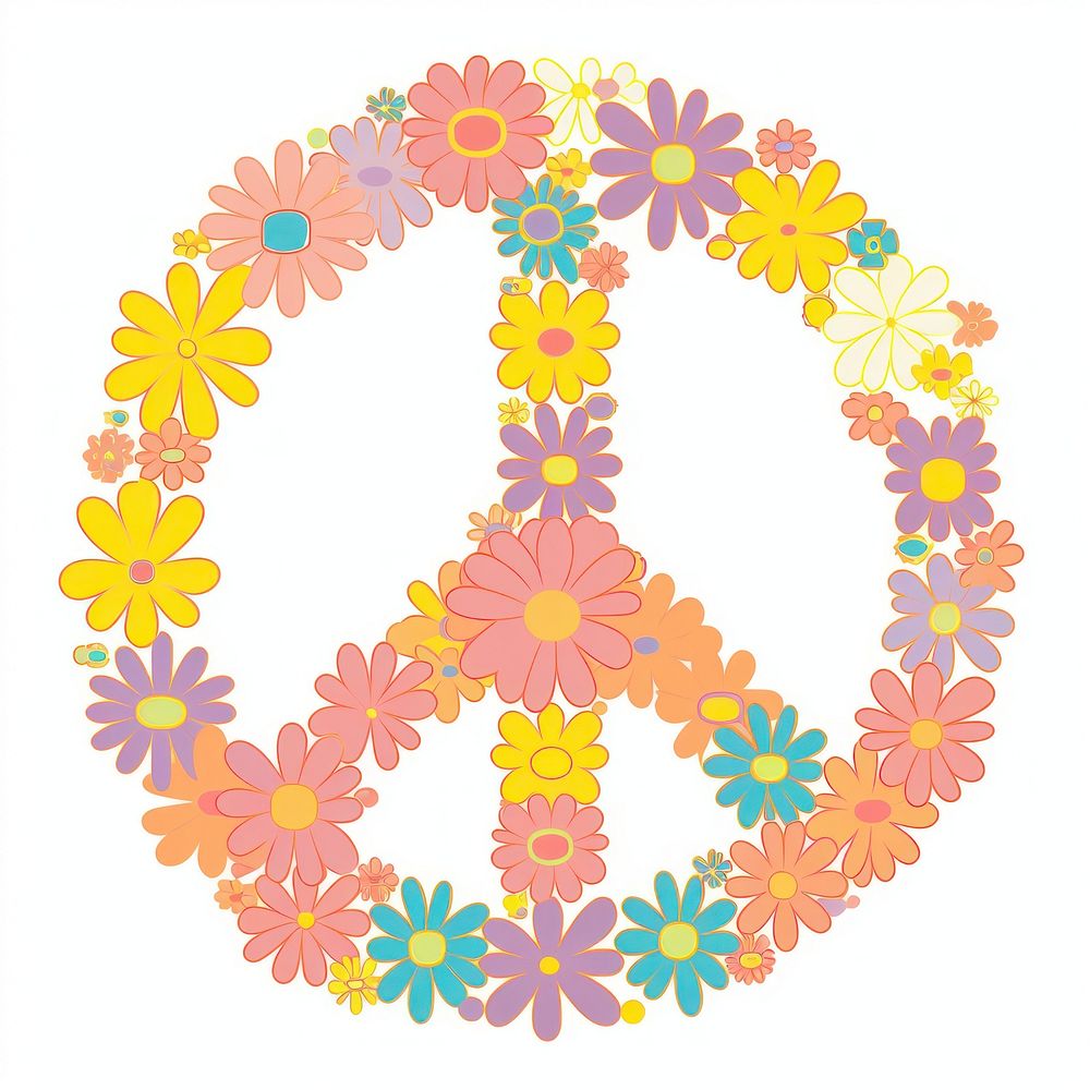 A vector graphic of peace sign with flowers graphics asteraceae blossom.