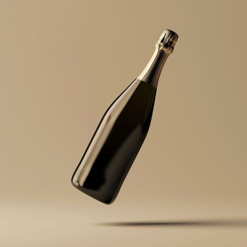 Champagne bottle mockup beverage weaponry alcohol.