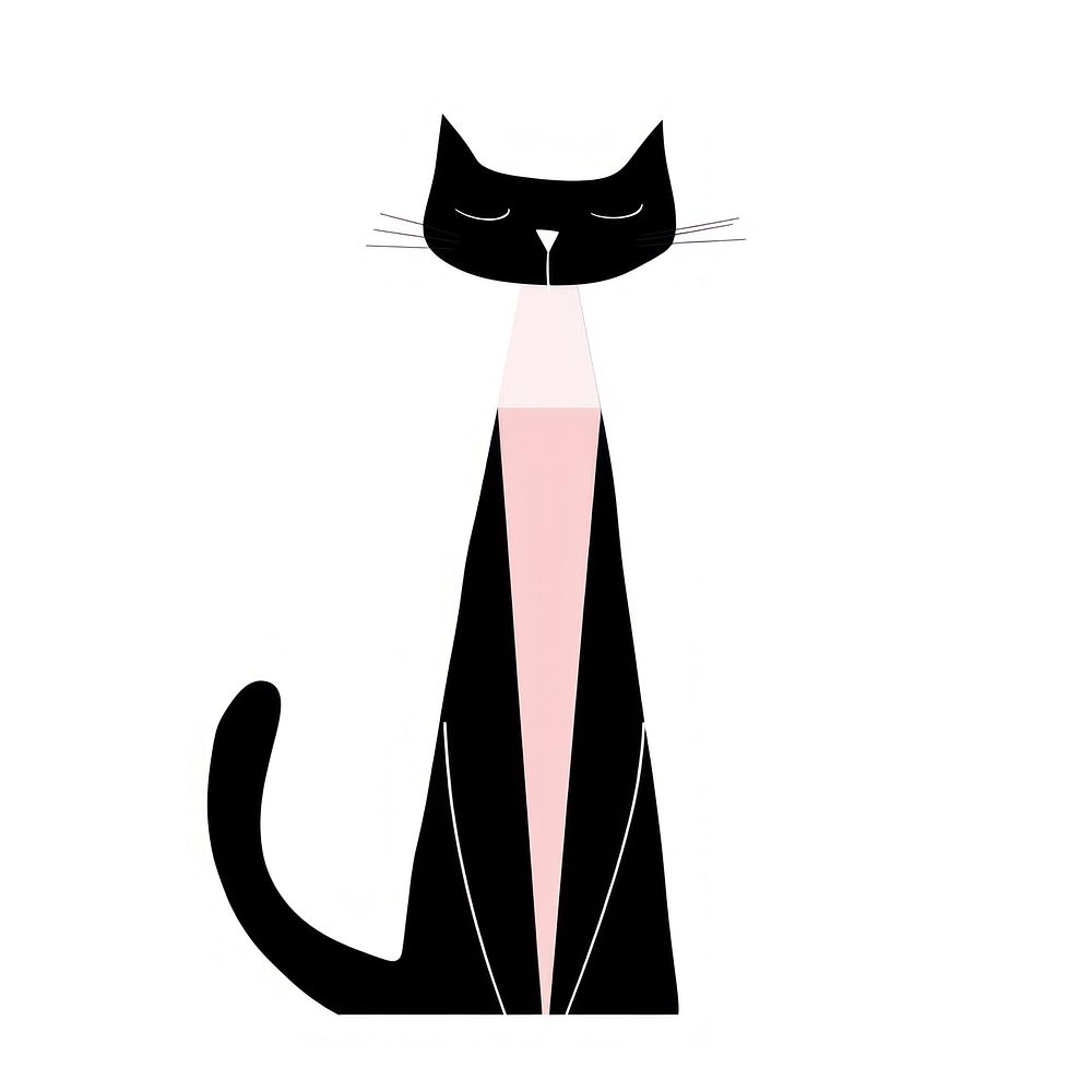 Minimalist symmetrical cat weaponry stencil animal.