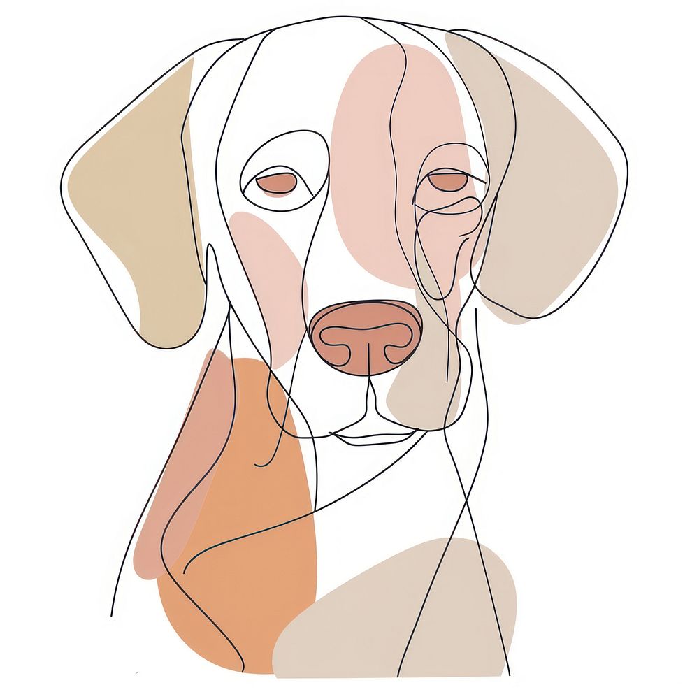 Minimalist symmetrical dog art illustrated drawing.