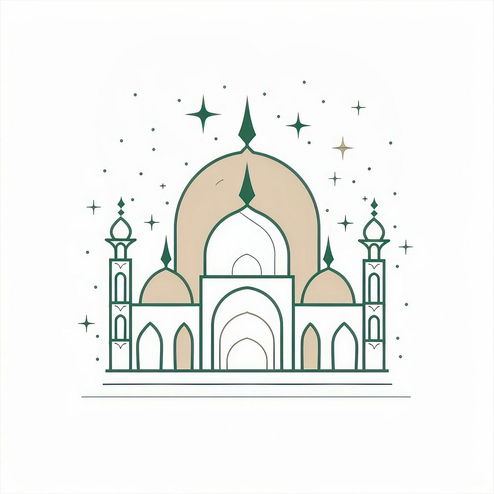 Minimalist symmetrical ramadan architecture illustrated building.