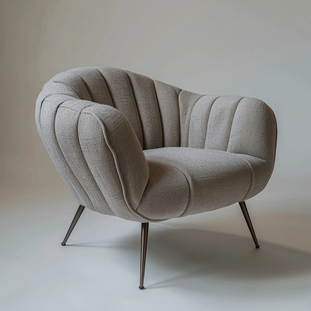 Gray rib fabric armchair furniture.