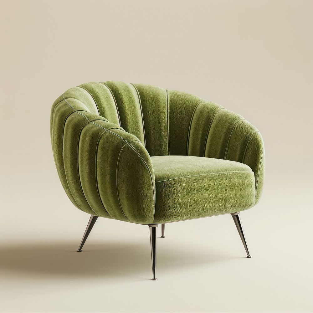 Green rib fabric armchair furniture.