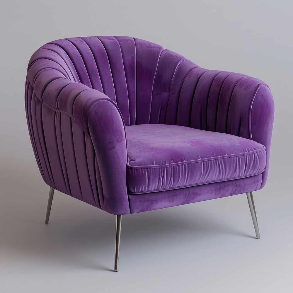 Purple rib fabric armchair furniture.