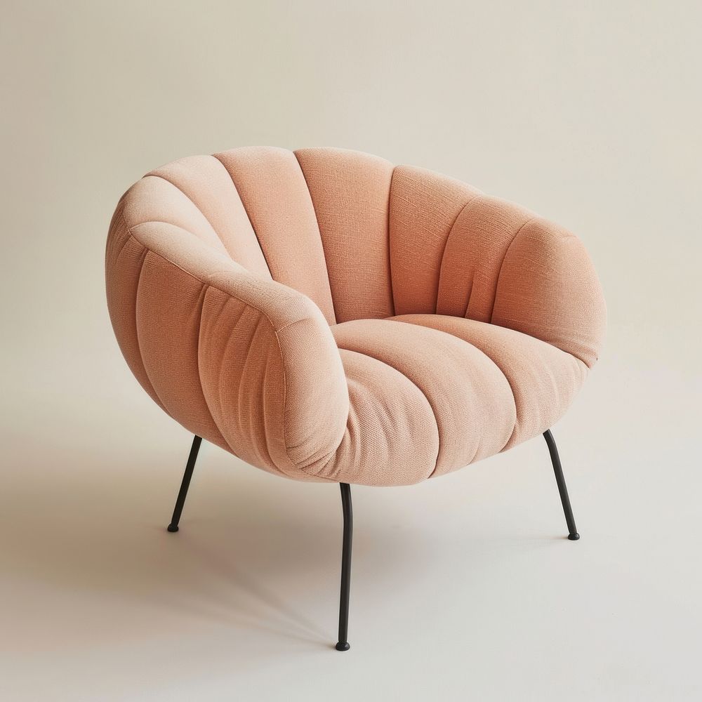 Peach rib fabric armchair furniture cushion.