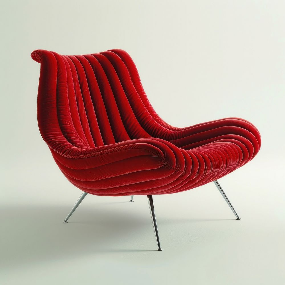 Red rib fabric armchair furniture.