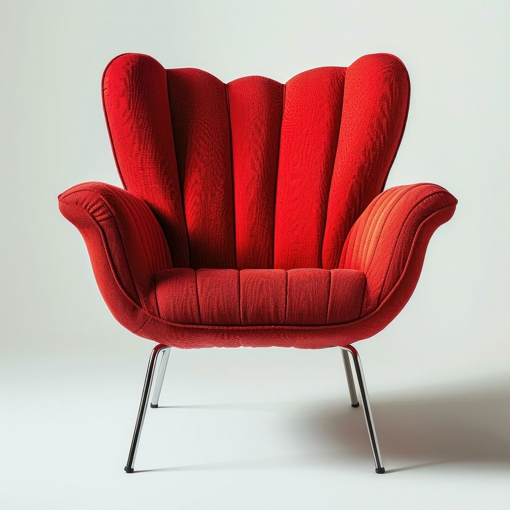Red rib fabric armchair furniture.