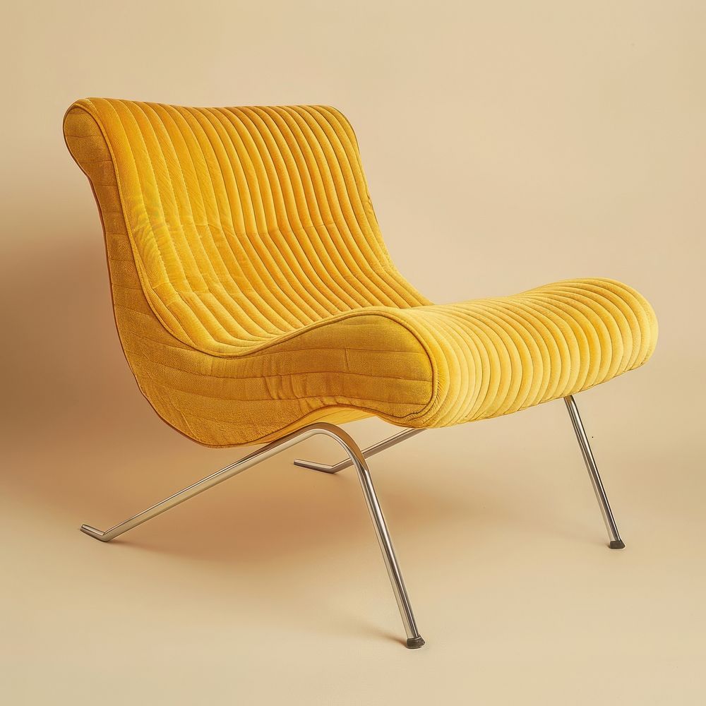 Yellow rib fabric armchair furniture.