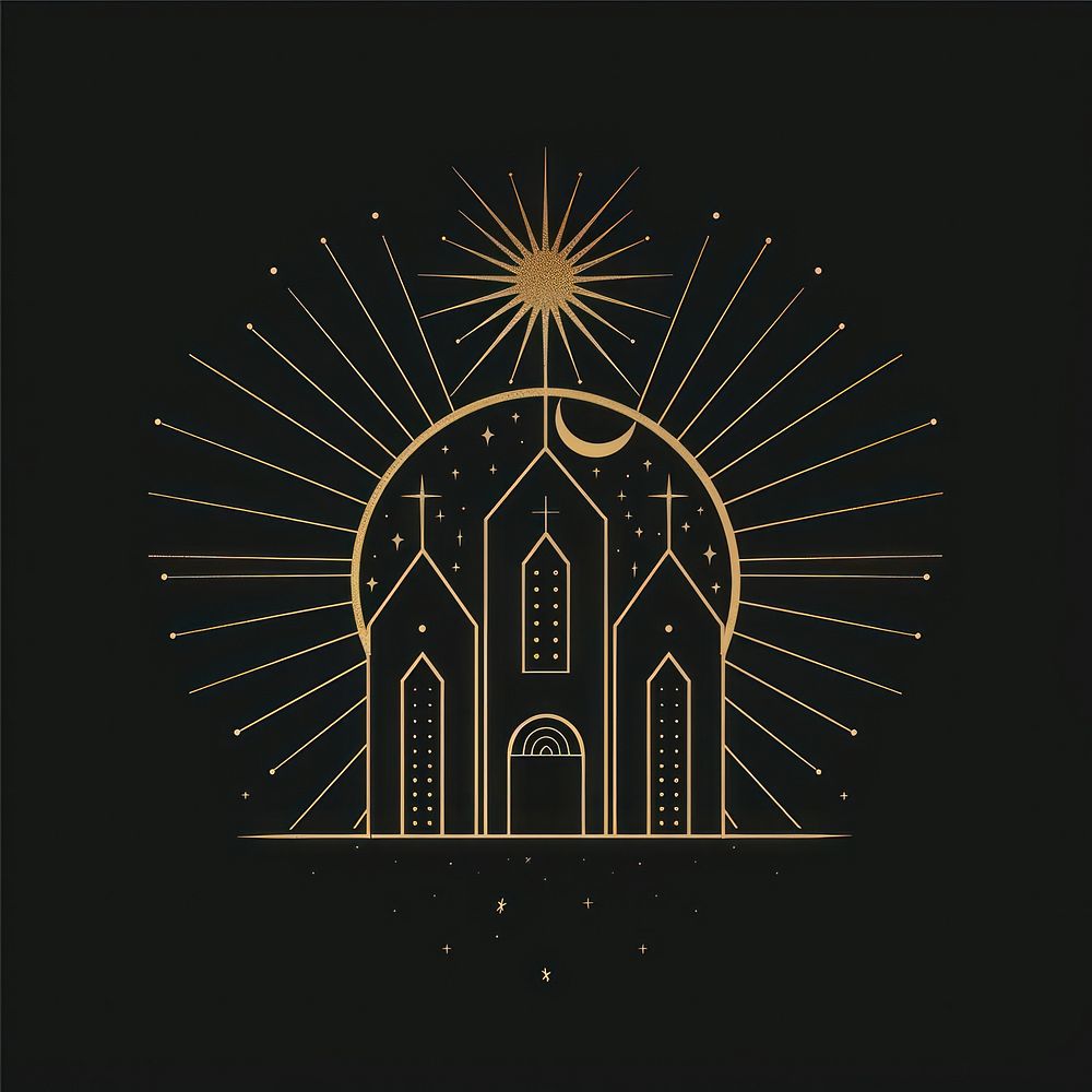 Surreal aesthetic church logo architecture fireworks building.
