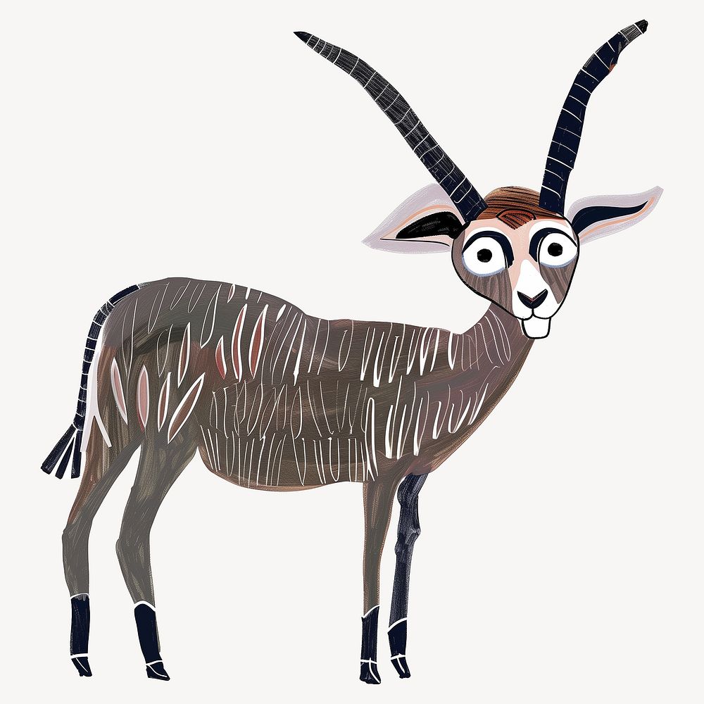 Cute nyala antelope, wild animal digital art illustration