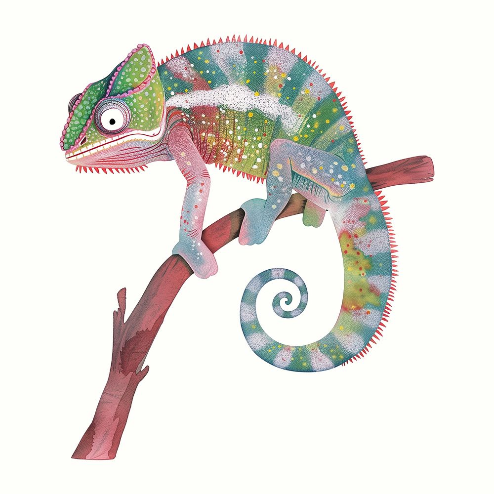Cute Namaqua Chameleon, wild animal digital art illustration